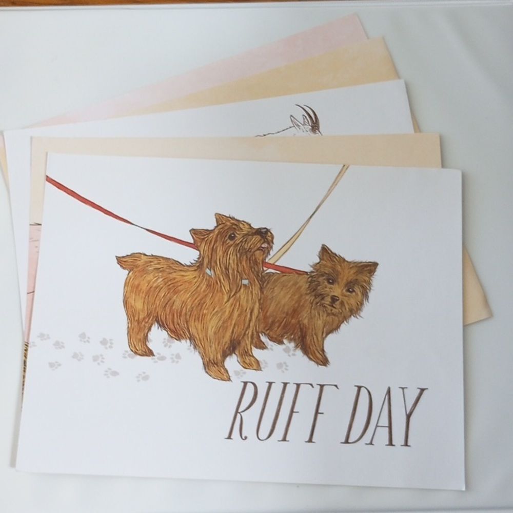 Set of Five Double-sided Frida Clements Farm Animal Pun Prints